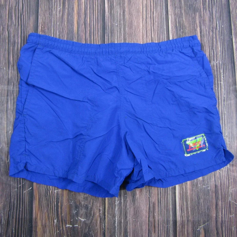 Pace Sportswear Swim Trunks Men S Blue Vintage Nylon Shorts Huntington Beach CA
